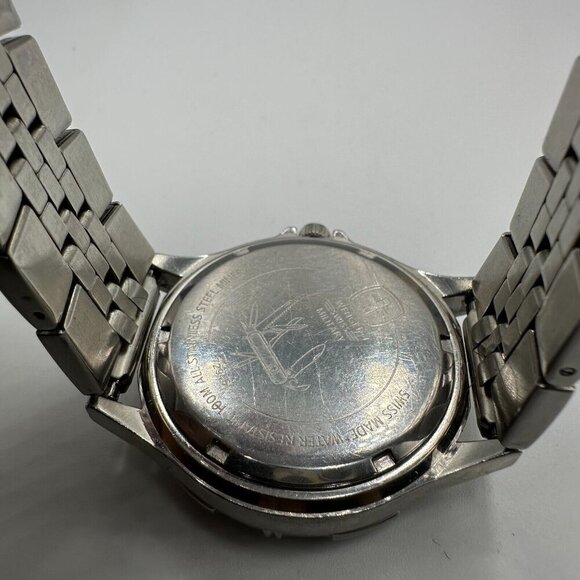 Wenger Swiss Military Watch Men Silver Tone White Dial Date Window New Battery - Picture 9 of 14
